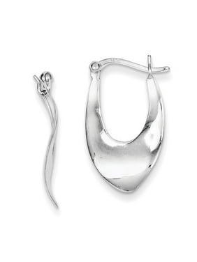 Lex & Lu Sterling Silver Oval Hinged Hoop Earrings 
